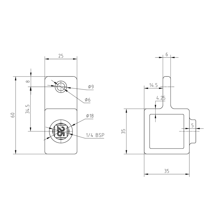 Rohrverbinder Gelenkauge, quadratisch | 25x25 - Typ 36S Rohrverbinder Gelenkauge, quadratisch | 25x25 - Typ 36S