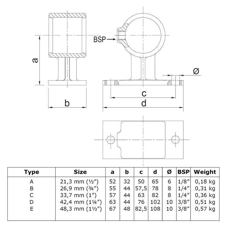 Rohrverbinder Halterung | Handlaufhalterung | Typ 34 Rohrverbinder Halterung | Handlaufhalterung | Typ 34