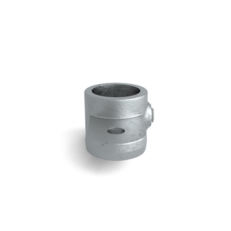 Rohrverbinder Gelenkauge horizontal Typ 37 aus robustem, grauem Metall mit zylindrischer Öffnung.