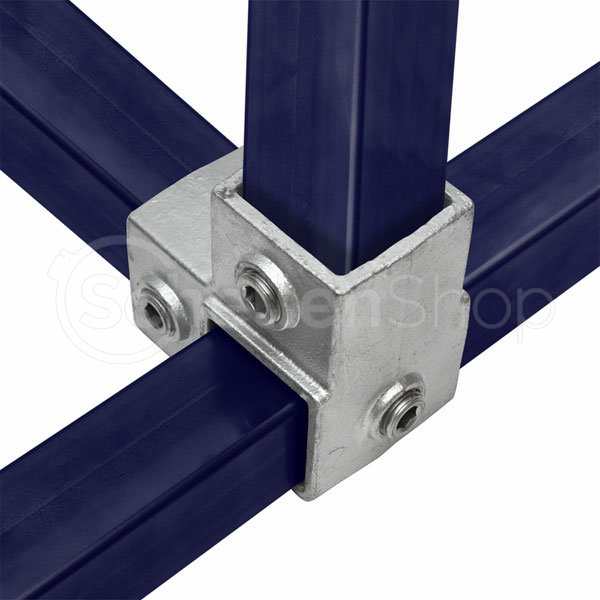 608020S-40-00 Winkel-Rohrverbinder Eckstück 90° durchlaufend | Quadratisch