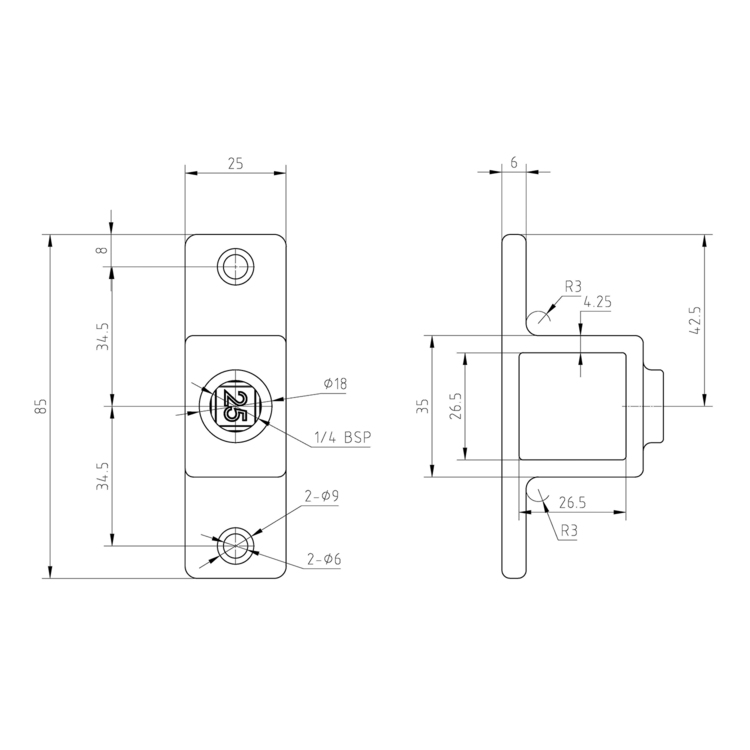 Rohrverbinder Ösenteil mit Doppellasche, quadratisch | 25x25 oder 40x40 - Typ 56s Rohrverbinder Ösenteil mit Doppellasche, quadratisch | 25x25 oder 40x40 - Typ 56s