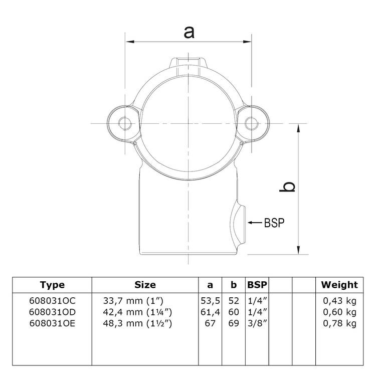 Rohrverbinder T-Stück, offen (klappbar) - Typ 31O Rohrverbinder T-Stück, offen (klappbar) - Typ 31O